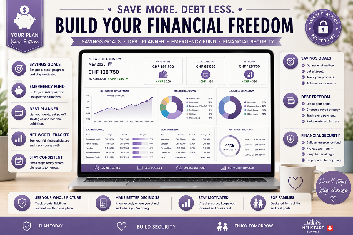 Family Budget Planner Switzerland | Excel & Google Sheets | DE EN FR IT