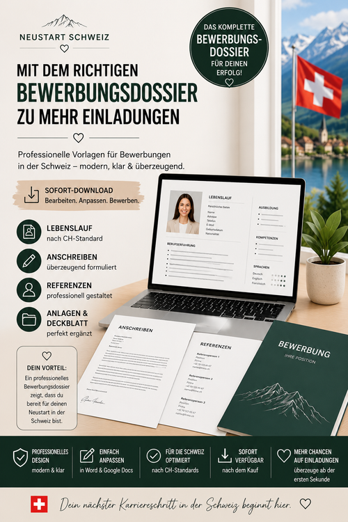 Bewerbungsdossier Schweiz – Lebenslauf & Anschreiben Vorlage