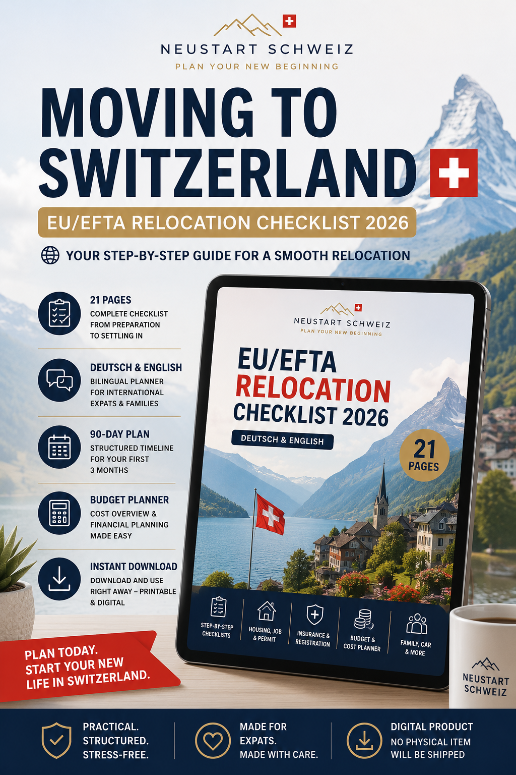 Moving to Switzerland Checklist | EU/EFTA Relocation Planner 2026 | DE & EN