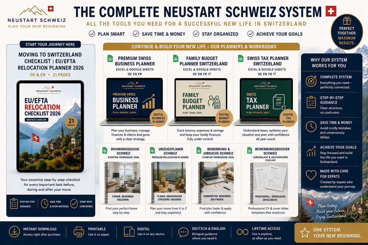 Moving to Switzerland Checklist | EU/EFTA Relocation Planner 2026 | DE & EN
