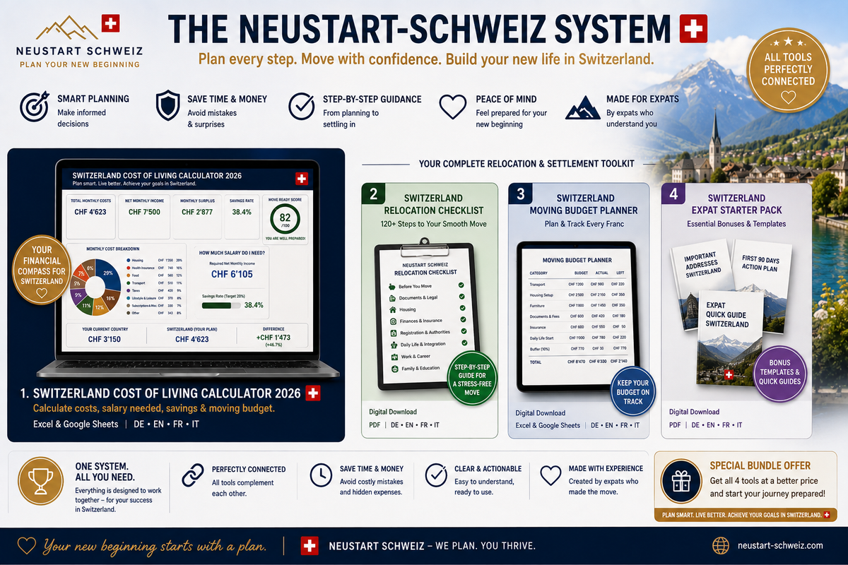 Switzerland Cost of Living Calculator 2026 | Excel & Google Sheets