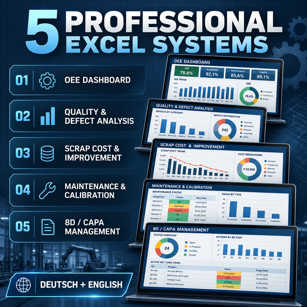 Production Excellence – Manufacturing Excel Bundle